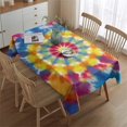 thumbnail image 2 of Colorful Rainbow Tie Dye Spiral Pattern Rectangle Tablecloth 60"x84",Waterproof Polyester Rectangle Table Cloth, Wipeable Spillproof Polyester Tablecloth for Dining, Camping, Indoor and Outdoor, 2 of 5
