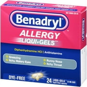 24 PACKS : Benadryl Allergy Liqui-Gels, Dye-Free