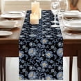 thumbnail image 3 of Table Runners 90 Inches Long Dress Scarves, Navy Blue Flowers Farmhouse Coffee/Dining/Kitchen Table Runner for Living Room, Spring Floral Elegant Pastoral 13x90 Inch, 3 of 9