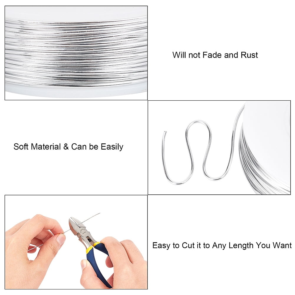DIY Jewelry Kits with Aluminum Wire and Iron Side Cutting Pliers Silver 1mm 23m/roll 6rolls/set