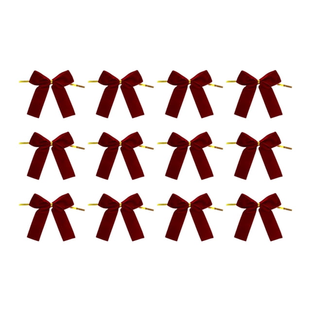 Christmas Tree Bows 12-Piece Velvet Bow Ties for Tree, Wreath, and Garland Decoration
