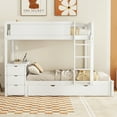 thumbnail image 2 of Twin Trundle Bunk Bed With Storage And White Desk - Ideal For Bedroom Decor Trundle, Families Practical Choice, 2 of 6