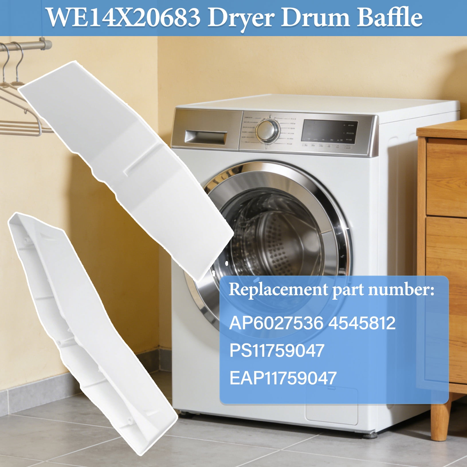 WE14X20683 Dryer Drum Baffle Compatible With GE Hotpoint Dryers GTDX180ED6WW GHDP490EF3WW HTDX100ED5WW,Replaces AP6027536 4545812 PS11759047