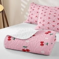 thumbnail image 4 of Erosebridal Cute Cherry Daisy Print Twin Quilt Set,Small Fruit Floral Twin Coverlet Set For Girls,2 Pieces, 4 of 7