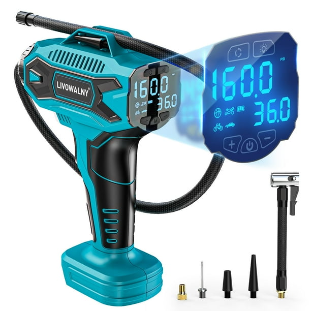 Compresor de aire inflador de neumáticos LIVOWALNY 160 PSI con medidor digital