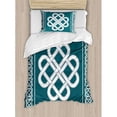 thumbnail image 3 of Ambesonne Irish Celtic Love Knot Symbol of Good Fortune Framework Borders Historical Pagan Amulet Duvet Cover Set, 3 of 3