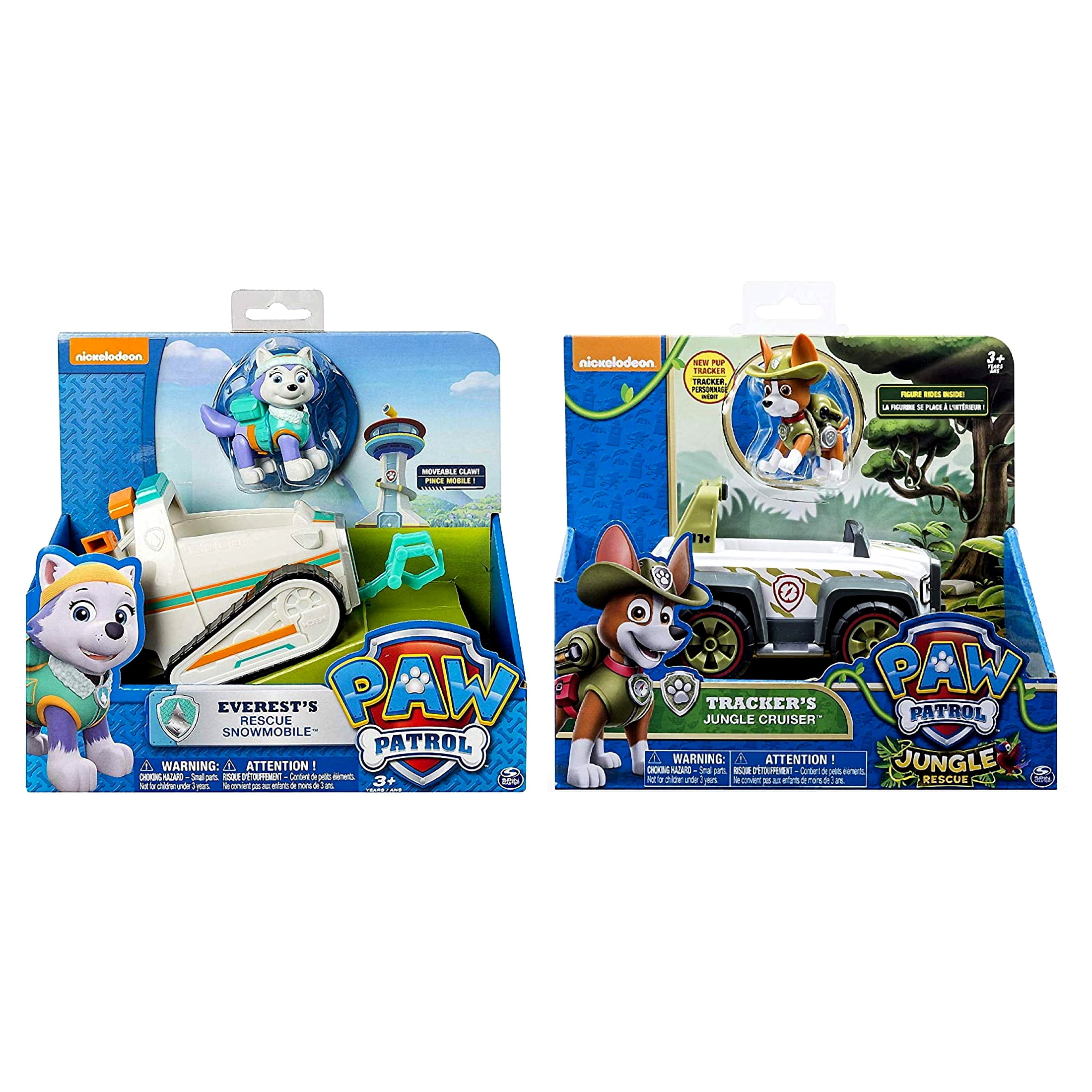 Paw Patrol Everest's Rescue Snowmobile & Paw Patrol, Jungle Rescue, Tracker’s Jungle Cruiser, Vehicle & Figure