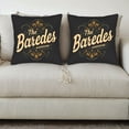 thumbnail image 3 of Set of 2 Decorative Throw Pillow Covers 18x18in - Vintage Black with Cursive ' The Baredes ' & Ornate Green Orange Patterns for Couch Bed Car, 3 of 8