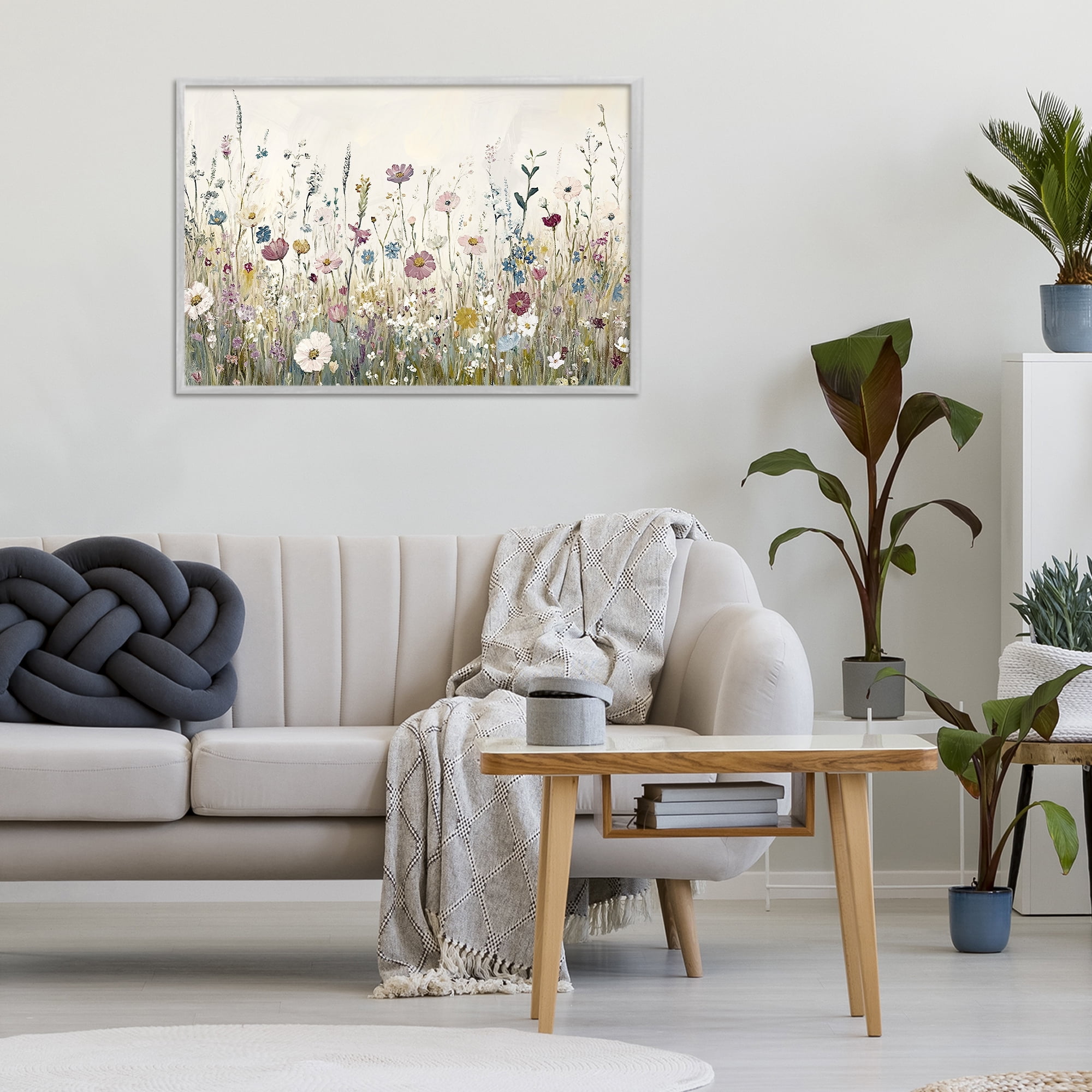 Stupell Industries Spring Blooms Pastoral Meadow Gray Framed Giclee Art, design by Kim Allen