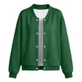 thumbnail image 5 of YUANxueke Boys Girls Fleece Lined Varsity Jackets Fashion Button Down Warm Baseball Jackets with Pockets,Green,4-5 Years, 5 of 5