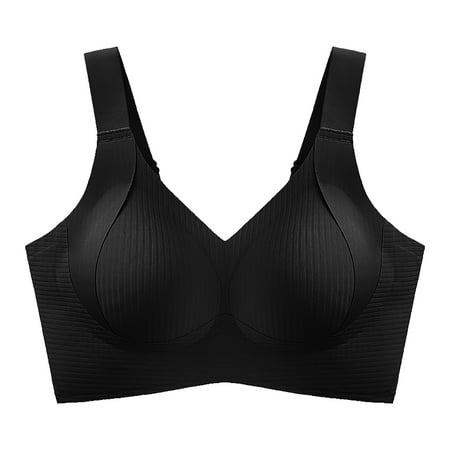 Chuancc Seamless Bra Full Coverage Bra Underwear Women s Wide Straps Without Ring Gathered To Collect Side Breasts Large Size Tank Top Non Marking Bra Bras For Women Push Up Black 3XL Clearance