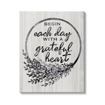 Stupell Industries Begin Each Day Grateful Heart Vintage Country Wreath, 24 x 30,Design by Arrolynn Weiderhold