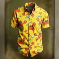 thumbnail image 4 of GUZOM Mens Yellow Crab Tropical Print Short Sleeve Hawaiian Shirt Stretch Wrinkle Resistant Fabric Big Sizes S-5XL,Size S, 4 of 5
