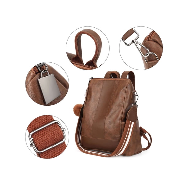 Deago Women Travel Backpack Purse Waterproof PU Leather Anti  display picture 1