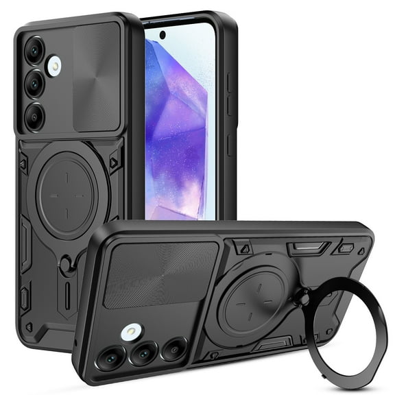 Innens for Samsung Galaxy A15/A25/A55 5G 6.5inch Car Magnetic Stand Case Rugged Cover, Black