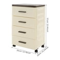thumbnail image 2 of Creamy Yellow+Brown 4 Tier Plastic Drawer Storage Organizer, Storage Cabinet with 4 Universal Wheels, 4-Drawers Cabinet for Dresser Closet Bathroom Dorm Bedroom Laundry Room, 2 of 17
