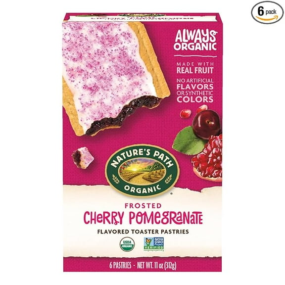 Nature's Path Organic Frosted Cherry Pomegranate Toaster Pastries, 11 oz (Pack of 1), Non-GMO