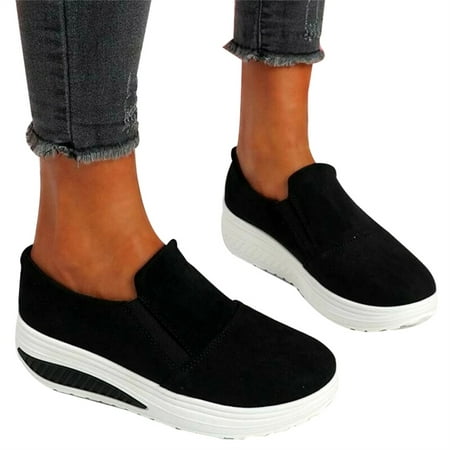 

Women Shoes Breathable Sneakers High Platform Walking Shoes Female Increase Height Sneakers 36 Black