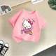 thumbnail image 4 of Camiseta de algodón de verano con dibujos animados para niños y niñas, divertida camiseta de algodón con estampado creativo de Hello Kitty, camiseta informal de cuello redondo para la calle, 4 of 4