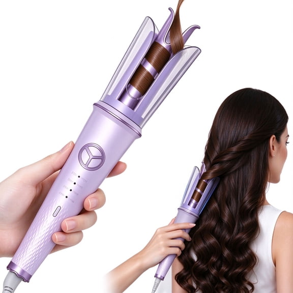 Automatic Hair Curler, Rotating Curling Iron with 4 Temp Settings, Portable Auto Curler for Travel 110V, Anti-Scald Self Curling Iron 28mm Barrel
