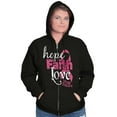 thumbnail image 5 of Hope Faith Love Breast Cancer Support Zip Hoodie Sweatshirt Women Brisco Brands X, 5 of 6