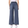 thumbnail image 3 of Jeans de pierna ancha para mujer INSPIRE CHIC con cordón y cintura elástica, pantalones de mezclilla casuales con bolsillos, gris azul M, 3 of 6