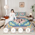 thumbnail image 3 of jejeloiu Folk Floral Queen Comforter Set For Men Women,Retro Print Comforter Sets Queen,Blue Pink Green,Reversible,3 Pieces,1 Comforter and 2 Pillowcases, 3 of 7