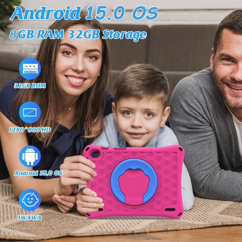 Kids Tablet, 10 inch Android Tablet for Kids, Toddler Tablet with Case, Parental Control, 6000mAh, Quad Core Processor, 2GB RAM 32GB ROM, HD Touch Screen Tablets, Pink