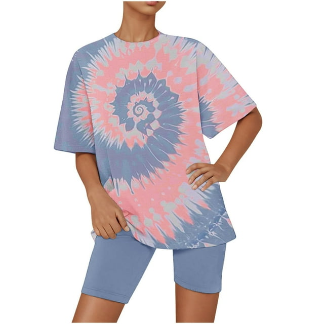 Conjunto de Pijama de las Mujeres de Manga Corta Sólida de Lechuga Y Pantalones Cortos de 2 Piezas de Poliéster, Pijama Suelto Casual para el Verano