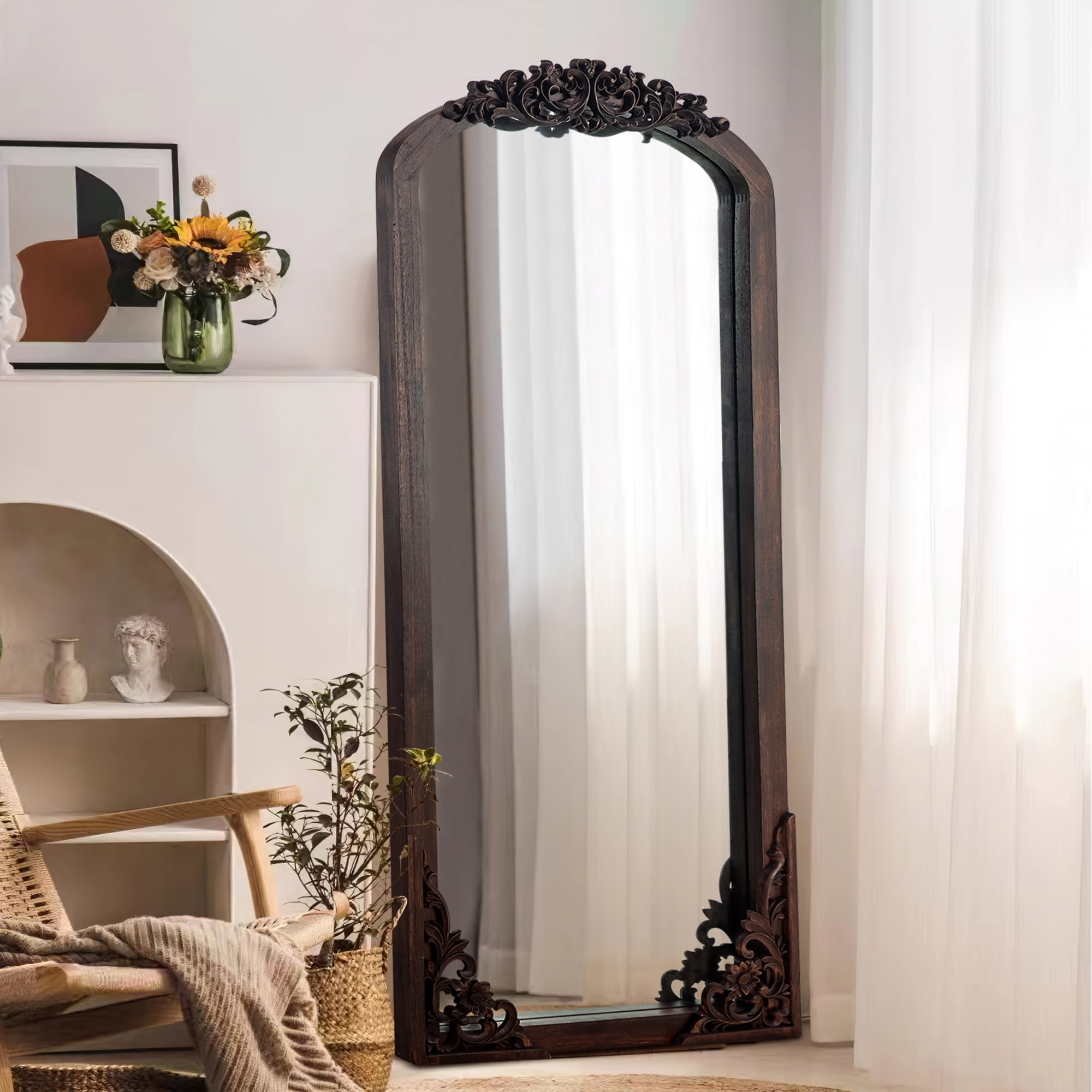 71x30 Arch Full-Length Vintage Mirror, Natural