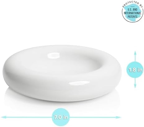 Cat Food Bowl, Ceramic Bowls for Indoor Cats, No Spill Cat Feeding Bowl, Whisker Stress Free Kitten Bowls, Non Skin Pet Bowls for Food and Water (Torus - Set of Two, White)