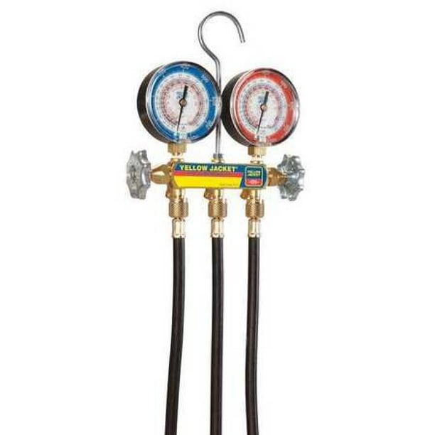 YELLOW JACKET 42044 Mechanical Manifold Gauge Set,2Valve
