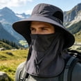 thumbnail image 4 of Wide Brim Boonie Sun Hat with Removable Face & Neck Flap, Full Coverage Breathable Mesh Cap, Lightweight Headwear for Hiking, Fishing, Camping and Garden Outdoor Activities, 4 of 7