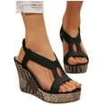 thumbnail image 4 of Viluyesy Womens Wedge Sandals, Wide Width Ankle Strap Open Toe Summer Casual Shoes Black, 4 of 9