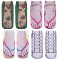 thumbnail image 1 of 4 pares de calcetines Flip Flop para mujer, divertidos calcetines cómodos para hombre, novedad, Crazy Casual, personalizado, corte bajo, equipo de tobillo, 1 of 5