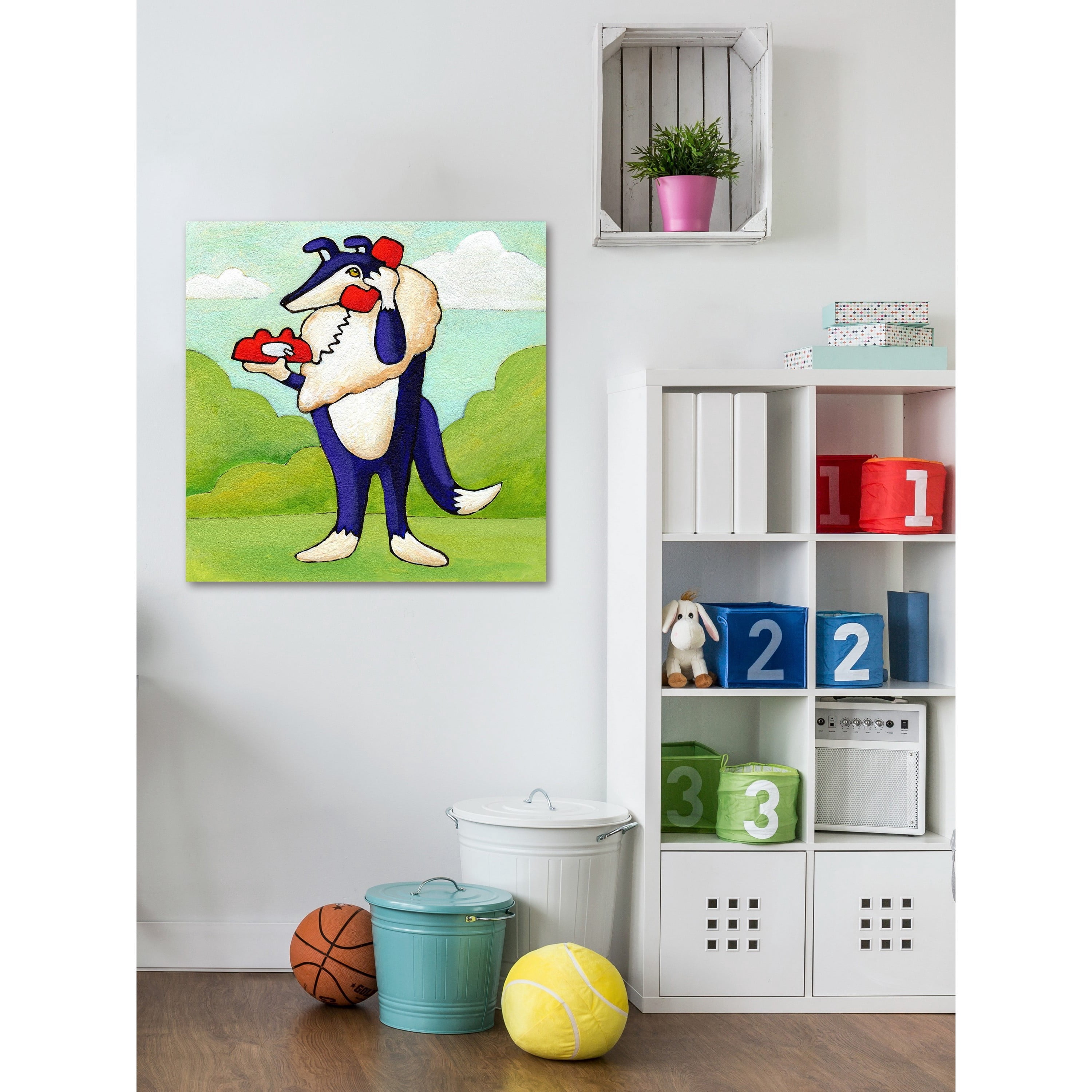 Marmont Hill "Give a Dog a Phone" by Janet Nelson Painting Print on Wrapped Canvas