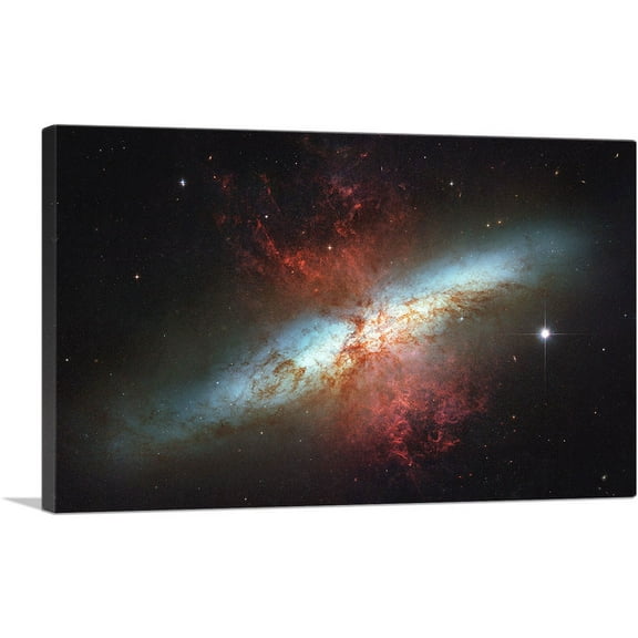 ARTCANVAS Hubble Telescope Starburst Galaxy Messier 82 Canvas Art Print - Size: 26" x 18" (0.75" Deep)