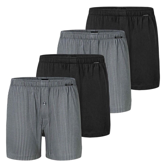 SCHIESSER Bóxers de punto para hombre, pack de 4 - Pack de 4 bóxers, algodón, liso Negro/gris S (Small)