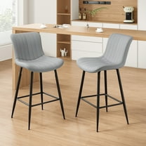 Farini 26" Counter Stools Set of 2, Modern Faux Leather Barstools, Counter Height Chairs for Kitchen Islands & Dining Rooms, Gray