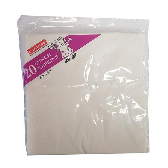 Caroline Serviette en Papier 2 Plis Blanche Unie 33 x 33 cm 20 Pk 1273