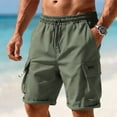 thumbnail image 2 of KeShDi Bermuda Cargo Shorts Stretch Loose Knee Shorts Sporty Casual Outdoor Elastic Waist 7" Inch Men's Solid Color Workwear Shorts Outdoor Sports Multi Pocket Five Quarter Pants Green 3X, 2 of 6