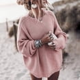 thumbnail image 4 of Suéteres de gran tamaño a la moda para mujer, suéteres sueltos e independientes para otoño e invierno, suéteres de punto de manga larga con cuello redondo liso para mujer, estilo bohemio gris, 4 of 4