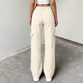 thumbnail image 5 of Women's High Waisted Cargo Pants Travel Y2K Streetwear Baggy Stretchy Pants with 6 Pockets Beige XS, 5 of 6
