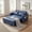 Blue, variant on MCPRST 55" 3 in 1 Convertible Sleeper Sofa Bed, Leather Pull Out Sofa Bed, Loveseat Sleeper, Futon Sofa Couch with Side Pocket for Living Room, Apartment, Bedroom, Brown