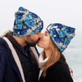 thumbnail image 5 of Pofeuu Blue and White Butterflies Print Beanie Hat for Men Women Knit Winter Hat Warm Cuffed Skull Beanie Slouchy Soft Unisex, 5 of 6