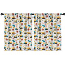 Blackout Kids Curtains,Cartoon Construction Vehicles Road Signs Childrens Insulated Curtains Set Of 2,Bedroom Essentials,Toddler Room Decor 42"x54"