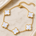 thumbnail image 5 of 14K Gold Plated Clover Bracelets for Women - Flower Four Leaf Clover Bracelet - Mother of Pearl Gemstone Lucky Flower Design - Adjustable, 5 of 5