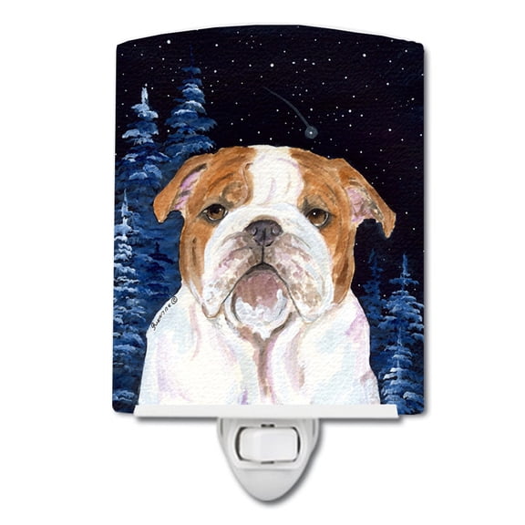 Starry Night English Bulldog Ceramic Night Light