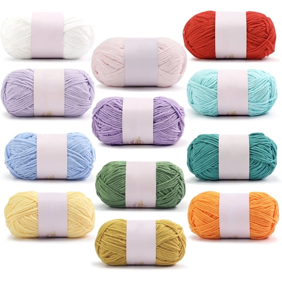 12-Pack Chenille Yarn For Crocheting, Soft Blended Fiber Bulky Yarn, 3.9 x 2 x 2 in Knitting Yarn, Assorted Colors Crochet Yarn for DIY Craft Projects, Amigurumi