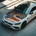thumbnail image 3 of Uorisanigo Car Hood Cover Stretchable Car Bonnet Banner Elastic Fabrics Can be Washed Stretch Polyester Fabric Crocodile American Flag Cover Personalized Suitable for Cars, 3 of 7